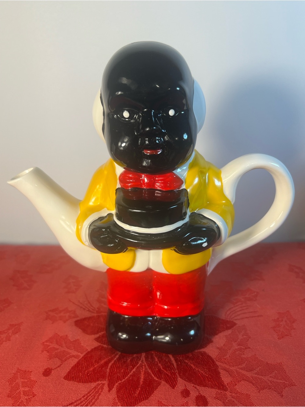 Ceramic Yellow and Red Figurine Teapot - Novelty Home Kitchen Accent